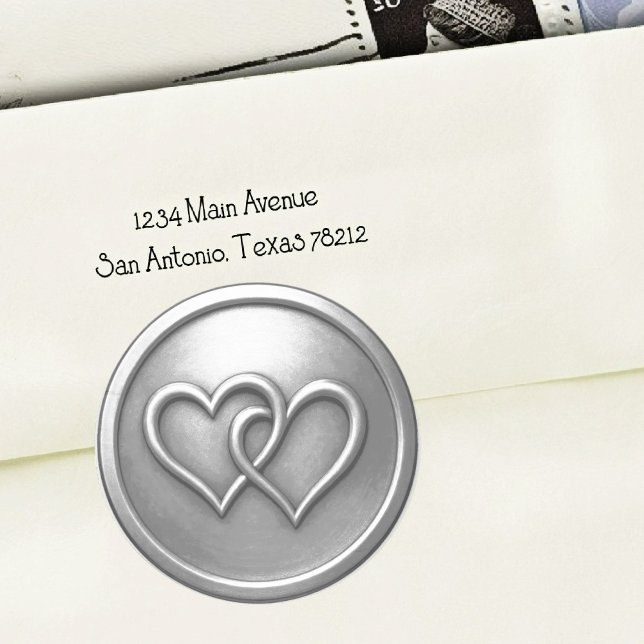 Silver Two Hearts Intertwined Wedding Classic Round Sticker (Creator Uploaded)