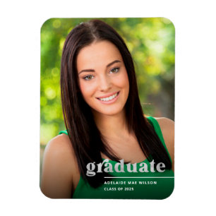 Silver Typography 2024 Photo Graduate Announcement Magnet