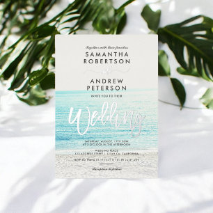 Silver typography beach photo wedding
