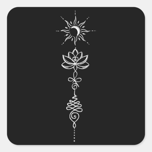 Silver Unalome Group Square Sticker (Front)