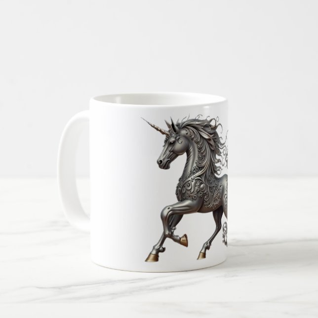 SILVER UNICORN COFFEE MUG (Front Left)