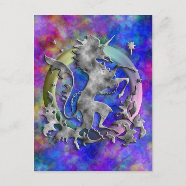 Silver Unicorn Herald Postcard (Front)