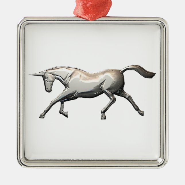 Silver Unicorn Metal Tree Decoration (Front)