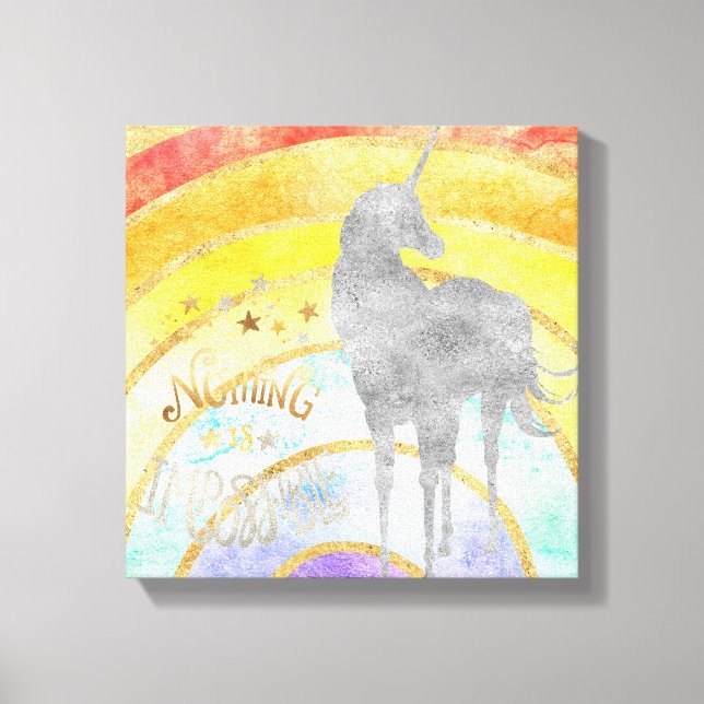 Silver Unicorn Rainbow Canvas Print (Front)
