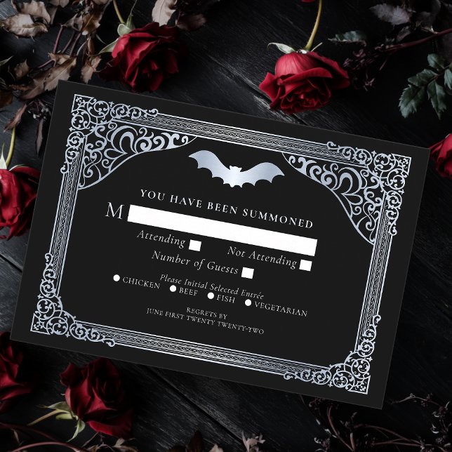 Silver Vampire Cathedral Gothic Wedding RSVP Enclosure Card (Creator Uploaded)