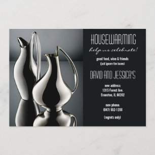 silver vases housewarming invitation