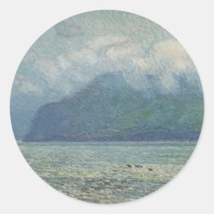 Silver Veil and Golden Gate by Childe Hassam Classic Round Sticker