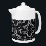 Silver Velvet Teapot<br><div class="desc">A Victorian design looks as though it is done in velvet with a silky silver background. Have your tea, or put your cream in this and feel like a queen.</div>