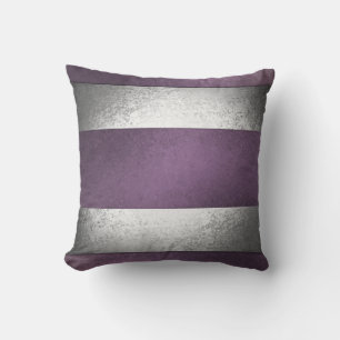 Silver Vertical Stone Sripes In Purple Colour Cushion