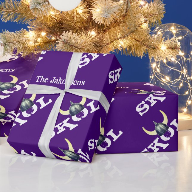 Silver Viking Helmet Skol Wrapping Paper (Holidays)