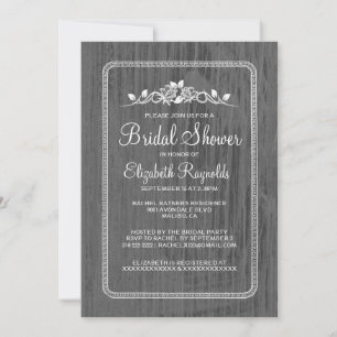 Silver Vintage Barn Wood Bridal Shower Invitations
