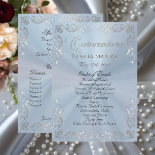 Silver Vintage Border Quinceanera - Pastel Blue Programme