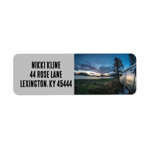 SILVER VINTAGE CAMPER LAKE RETURN ADDRESS LABELS