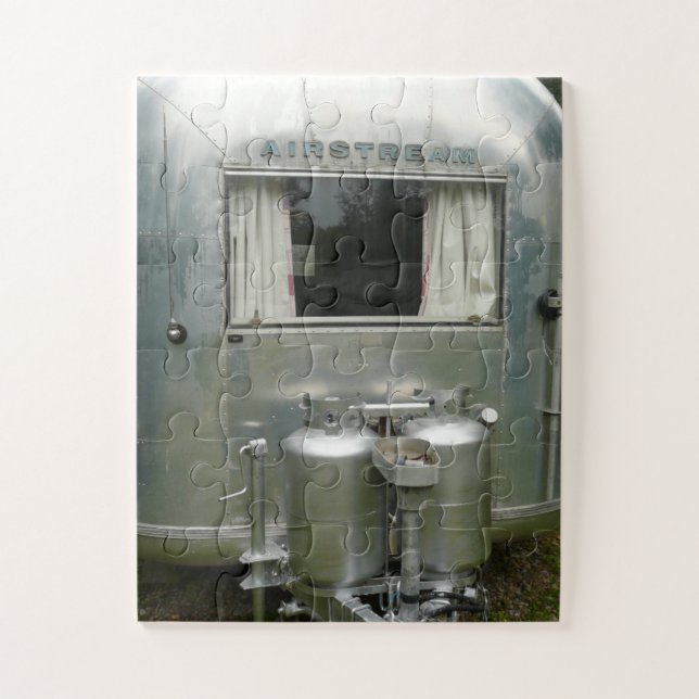 SILVER VINTAGE CAMPER TRAILER JIGSAW PUZZLE (Vertical)