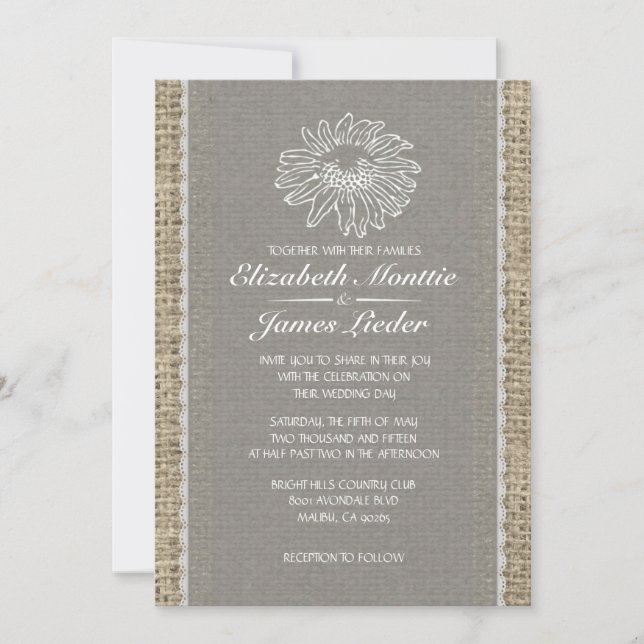 Silver Vintage Lace Wedding Invitations (Front)