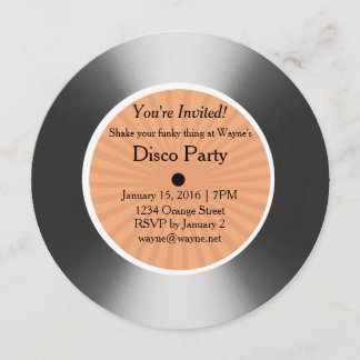 Silver vinyl disc invitation