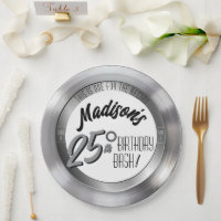 Silver Vinyl Record 25th Birthday Party Decor