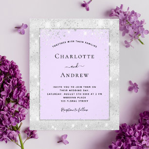 Silver violet glitter elegant wedding budget flyer