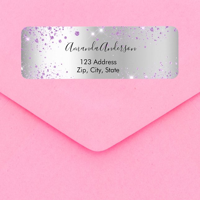 Silver violet glitter return address (Creator Uploaded)