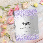 Silver violet lavender planner<br><div class="desc">A faux silver looking background decorated with violet,  lavender confetti.  Personalise and add a name,  title and year.</div>