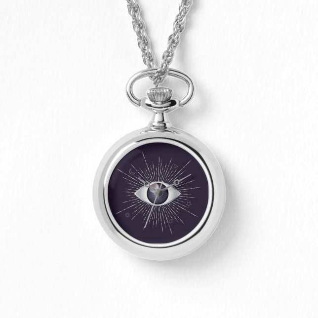 Silver & Violet Mystic Evil Eye Nazar Mati Watch (Front)