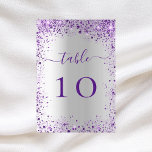 Silver violet purple wedding table number card<br><div class="desc">A faux silver looking background decorated with purple,  violet faux sparkles

Personalise and add your table numbers.  Add your numbers one by one.</div>