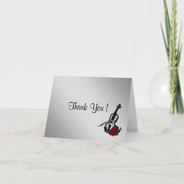 Silver Violin Thank You Blank Inside Card (Front)