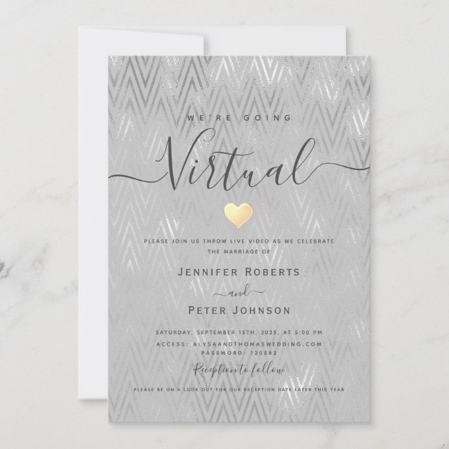 Silver Virtual Wedding Invitation (Front)