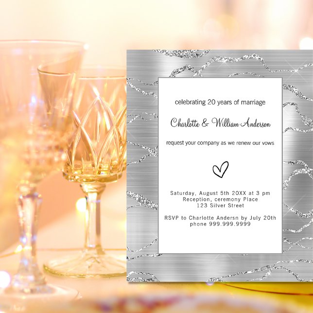 Silver vow renewal wedding budget invitation (Creator Uploaded)