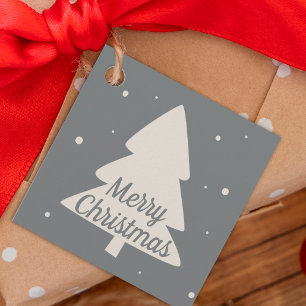 Silver w/ white pine and snowflake Christmas tree Favour Tags