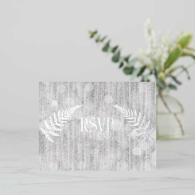 Silver Waterfall Curtain RSVP  Foil Invitation Postcard (Standing Front)