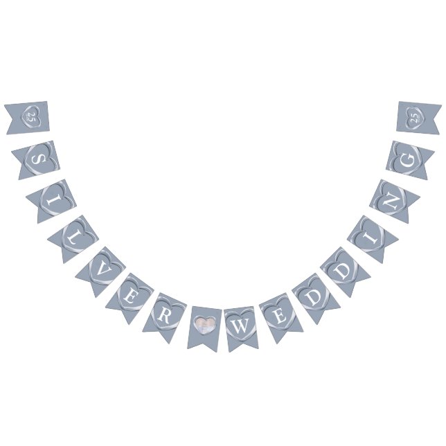 Silver wedding 25th anniversary custom photo bunting  (All)
