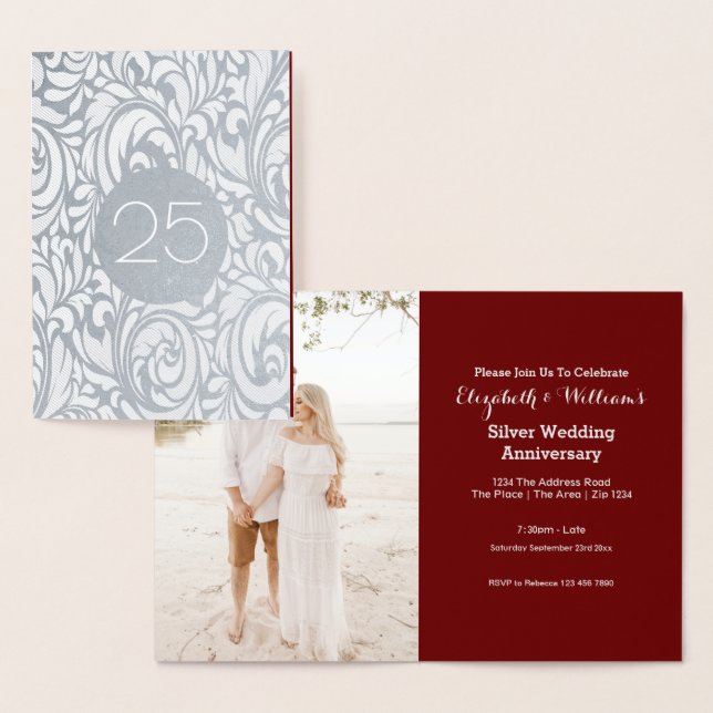 Silver Wedding 25th Anniversary Foil Card (Display)