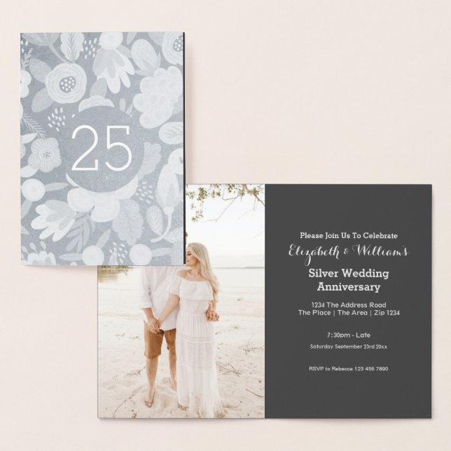 Silver Wedding 25th Anniversary Foil Card (Display)