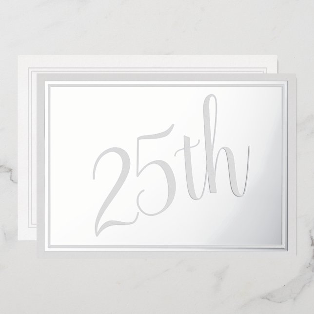 Silver Wedding 25th Anniversary Foil Invitation (Front/Back)