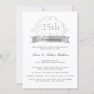 Silver Wedding 25th Anniversary Invitations
