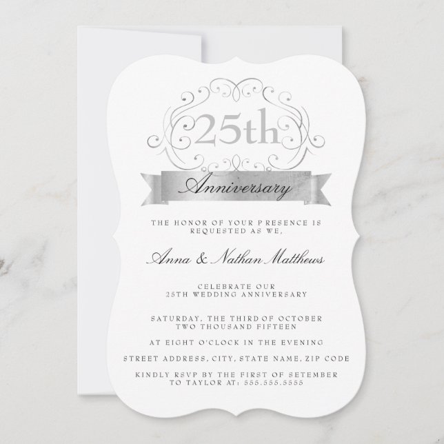 Silver Wedding 25th Anniversary Invite (Front)