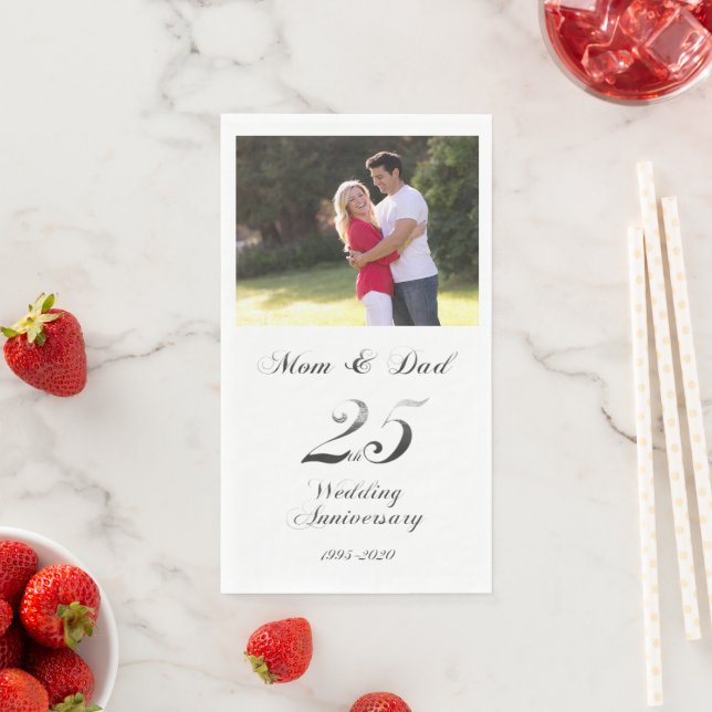 Silver Wedding 25th Anniversary Parents Napkin (Insitu)