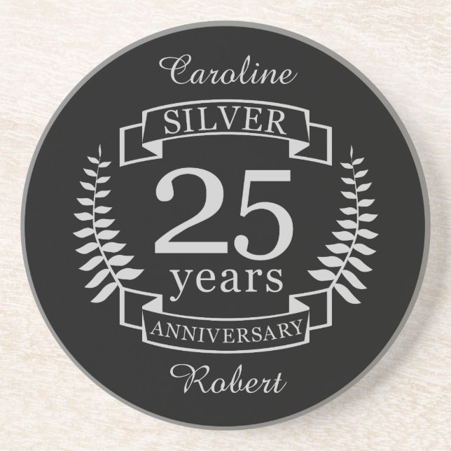 Silver wedding anniversary 25 years coaster (Front)
