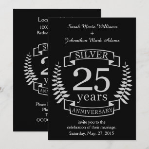 Silver wedding anniversary 25 years invitation