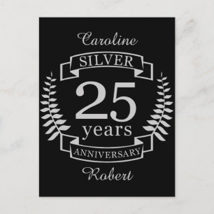Silver wedding anniversary 25 years postcard