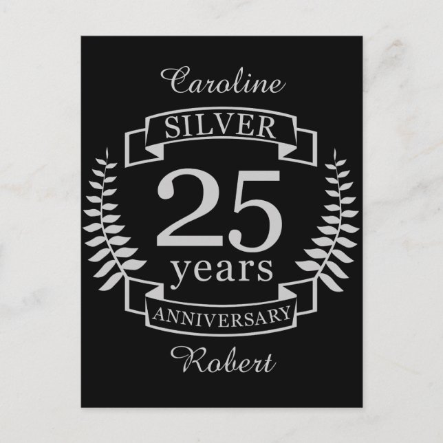 Silver wedding anniversary 25 years postcard (Front)
