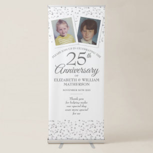Silver Wedding Anniversary Childhood Photo Welcome Retractable Banner