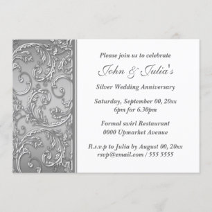 Silver wedding anniversary floral swirl invitation