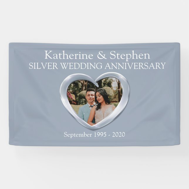 Silver Wedding anniversary heart photo banner (Horizontal)