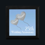 Silver Wedding Anniversary husband & wife Gift Box<br><div class="desc">Platinum 25th Wedding Anniversary personalised gift box.  A lovely gift for a couple who are celebrating seventy years of marriage. The names of the husband and wife shown on each balloon,  as well as the anniversary number,  can be customised as desired.</div>