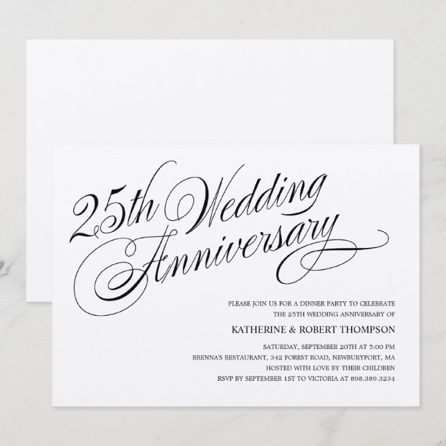 Silver Wedding Anniversary Invitations (Front/Back)