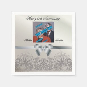 Silver Wedding Anniversary Lovely Retro Design Napkin
