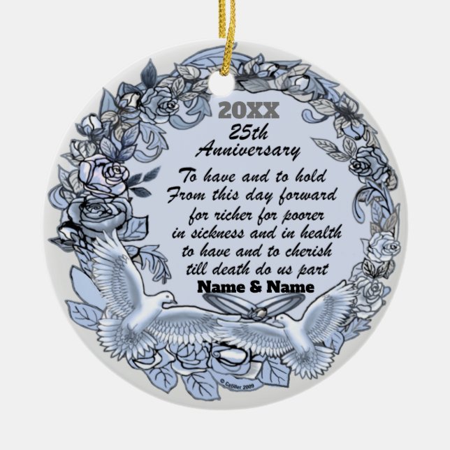 Silver Wedding Anniversary ornament (Front)