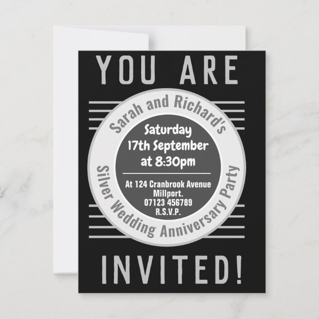 Silver Wedding Anniversary Party Invitation (Front)